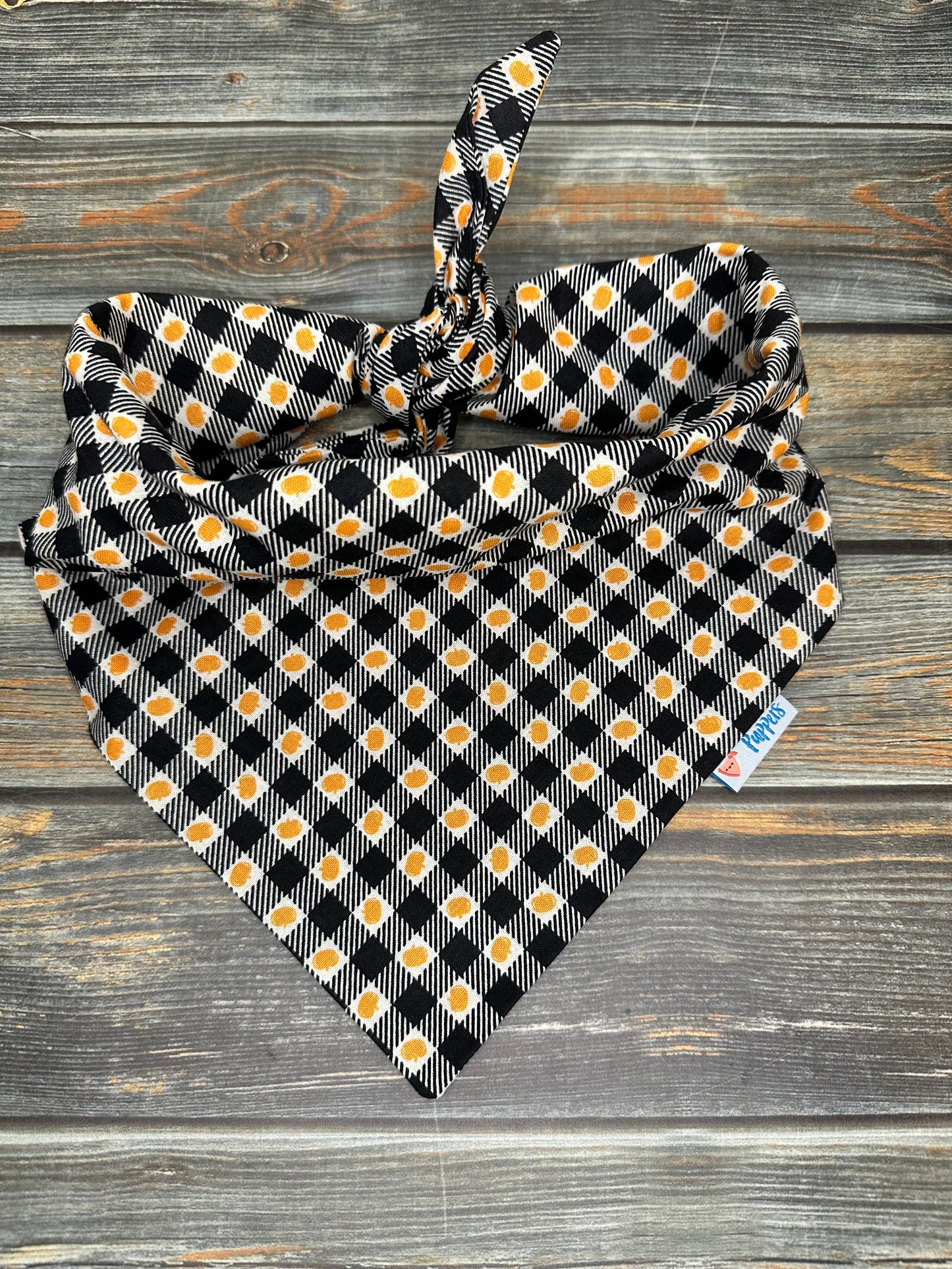 Pumpkin Gingham Dog Bandana