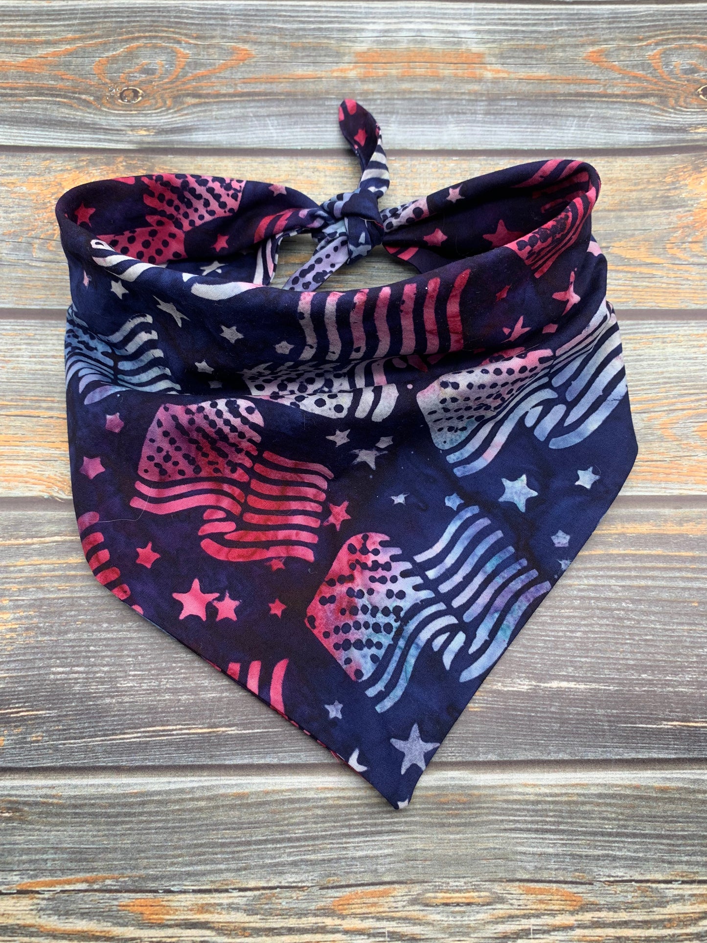 Batik American Flag Dog Bandana