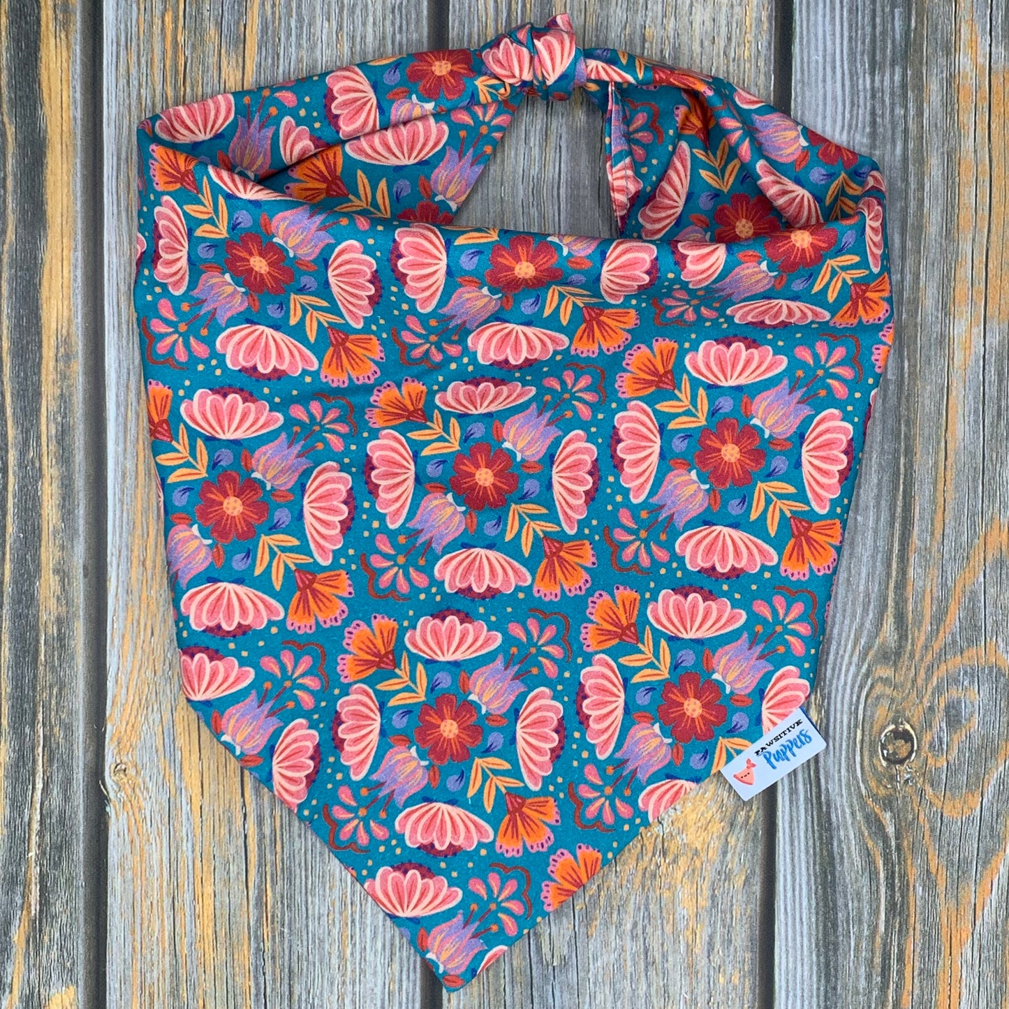 Blue Mexican Floral Dog Bandana