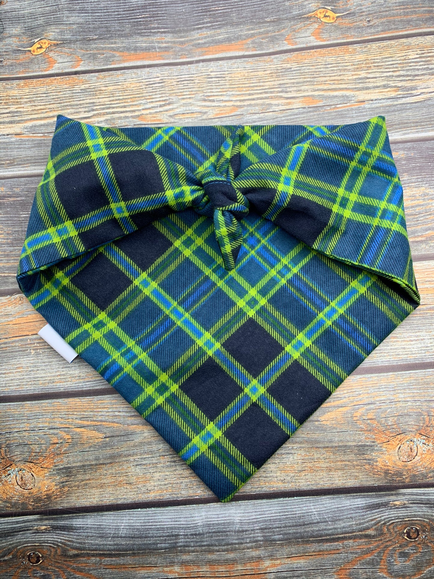 Blue and Green Plaid Flannel Dog Bandana