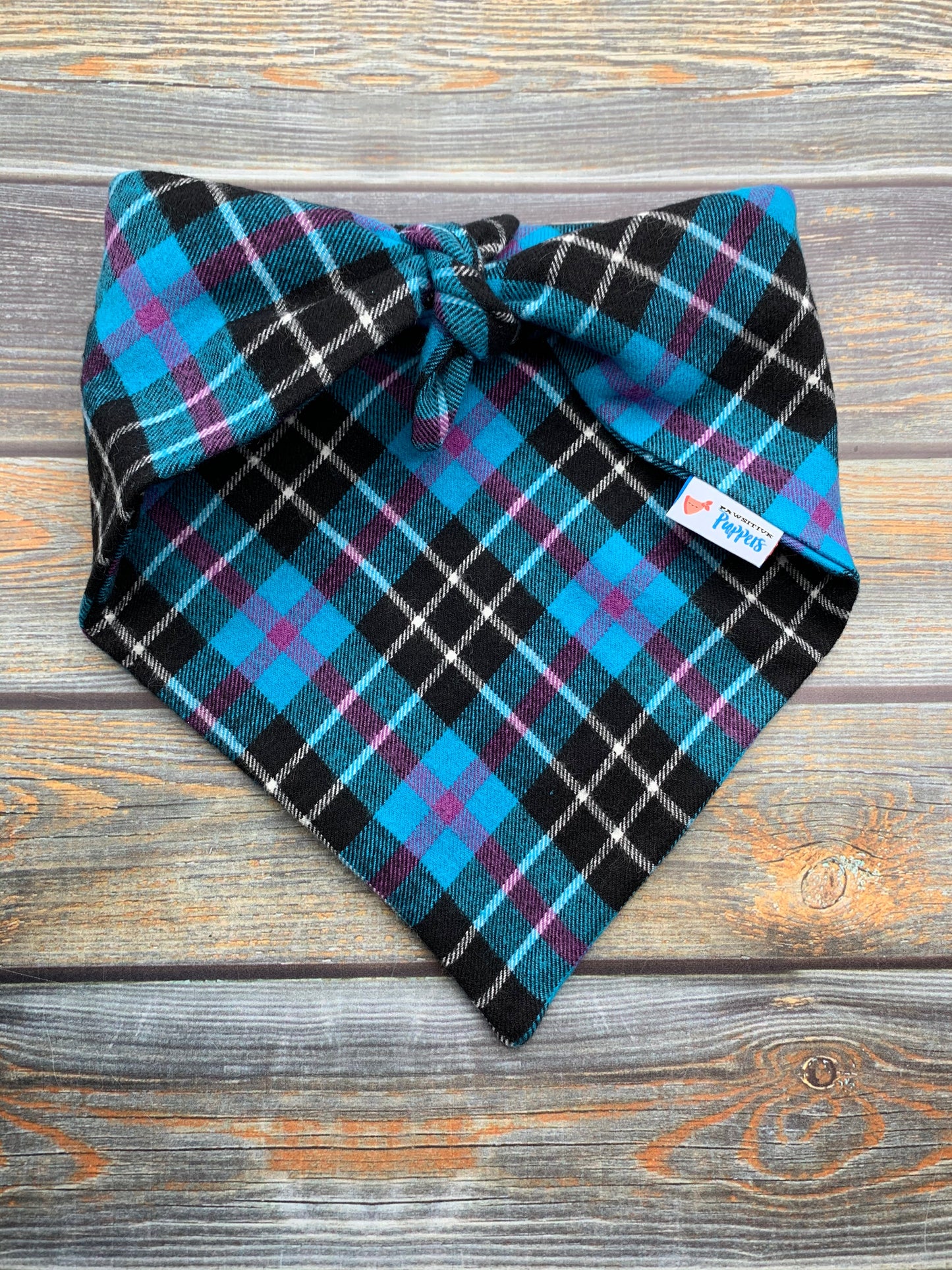 Electric Blue Plaid Flannel Dog Bandana