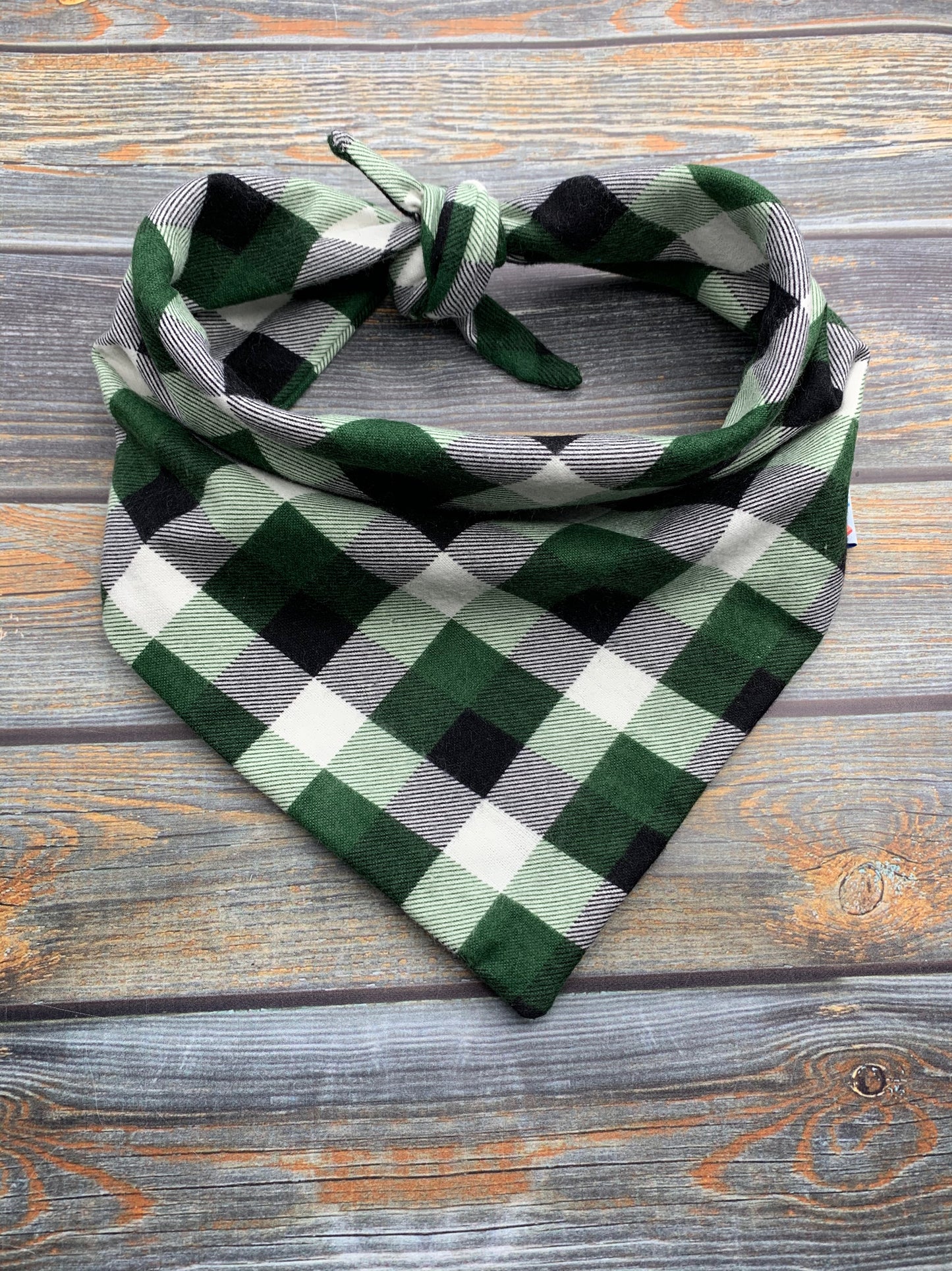 Forest Green Buffalo Check Flannel Dog Bandana