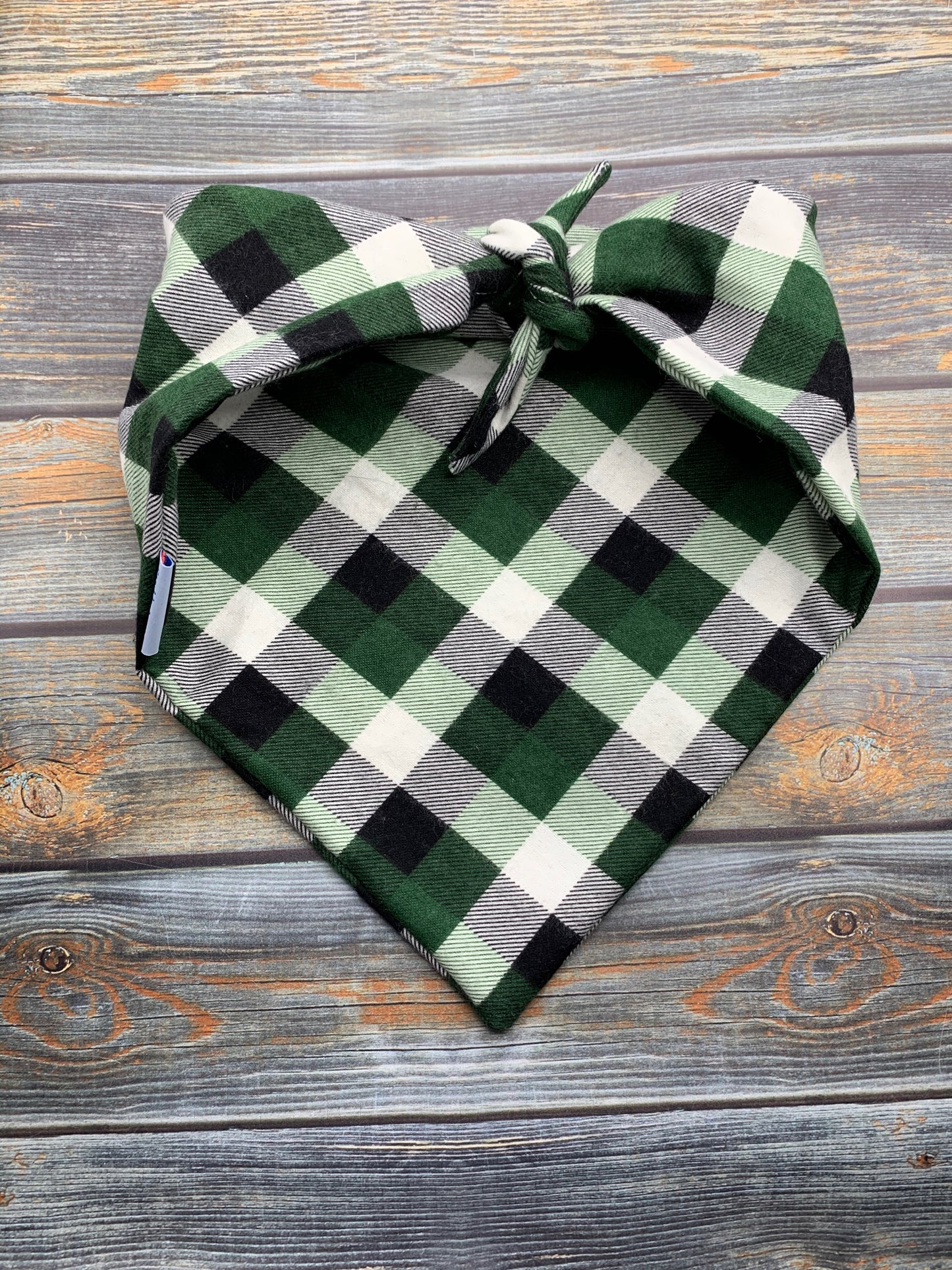 Forest Green Buffalo Check Flannel Dog Bandana