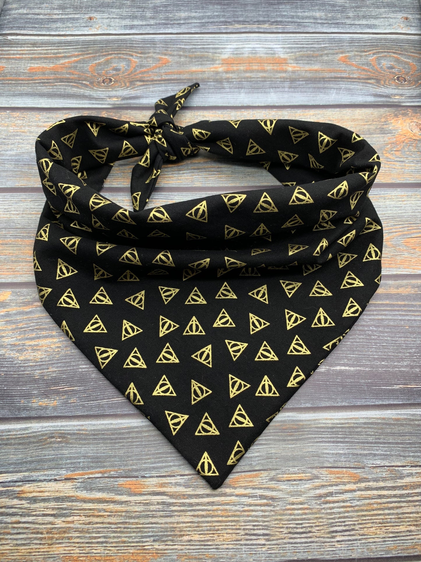 Gold Deathly Hallows Dog Bandana