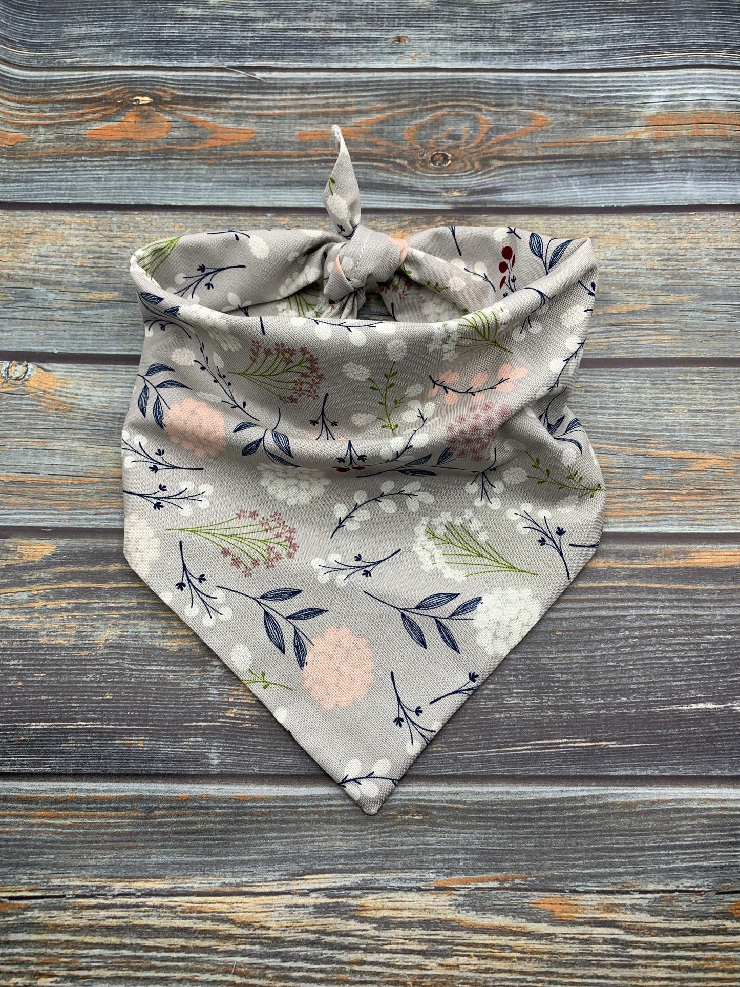 Gray Wildflowers Dog Bandana