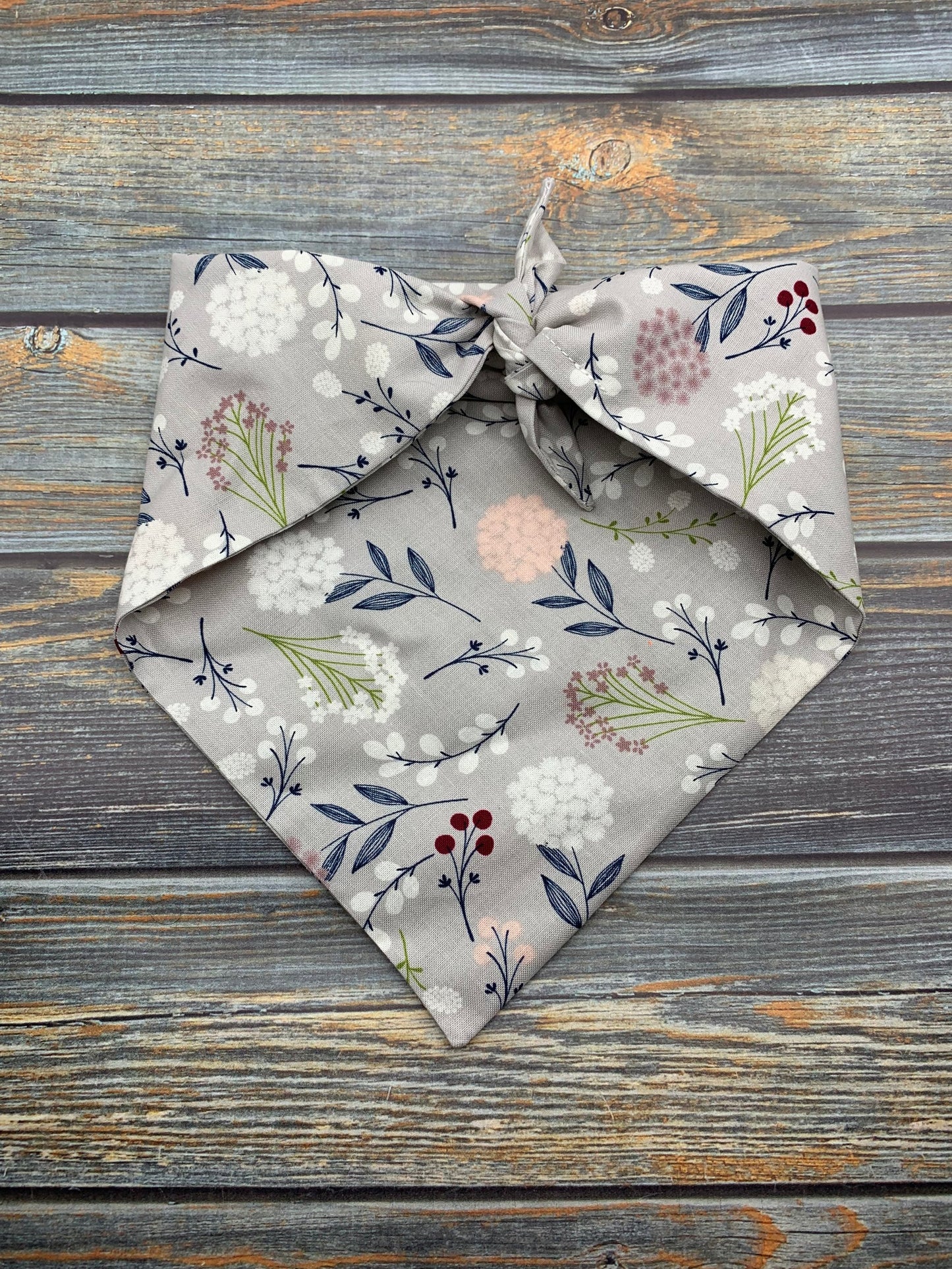 Gray Wildflowers Dog Bandana