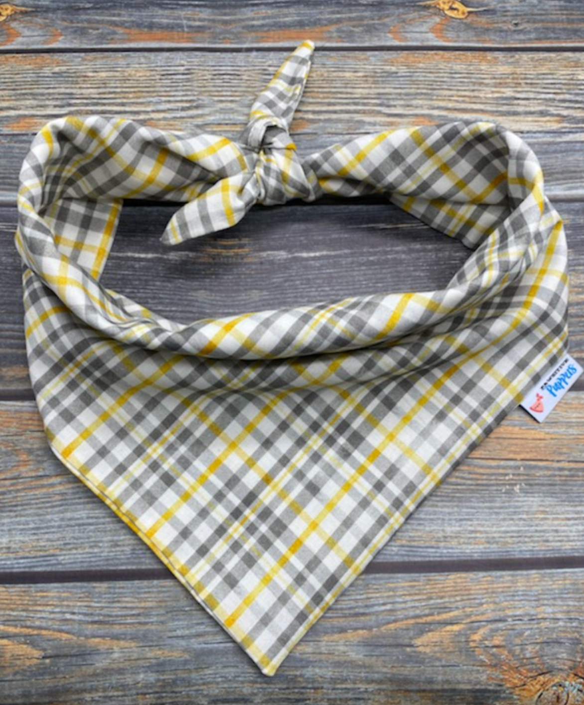 Gray and Yellow Plaid Dog Bandana