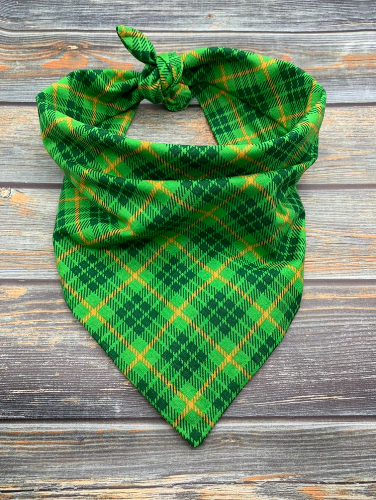 Leprechaun Tartan Plaid Dog Bandana