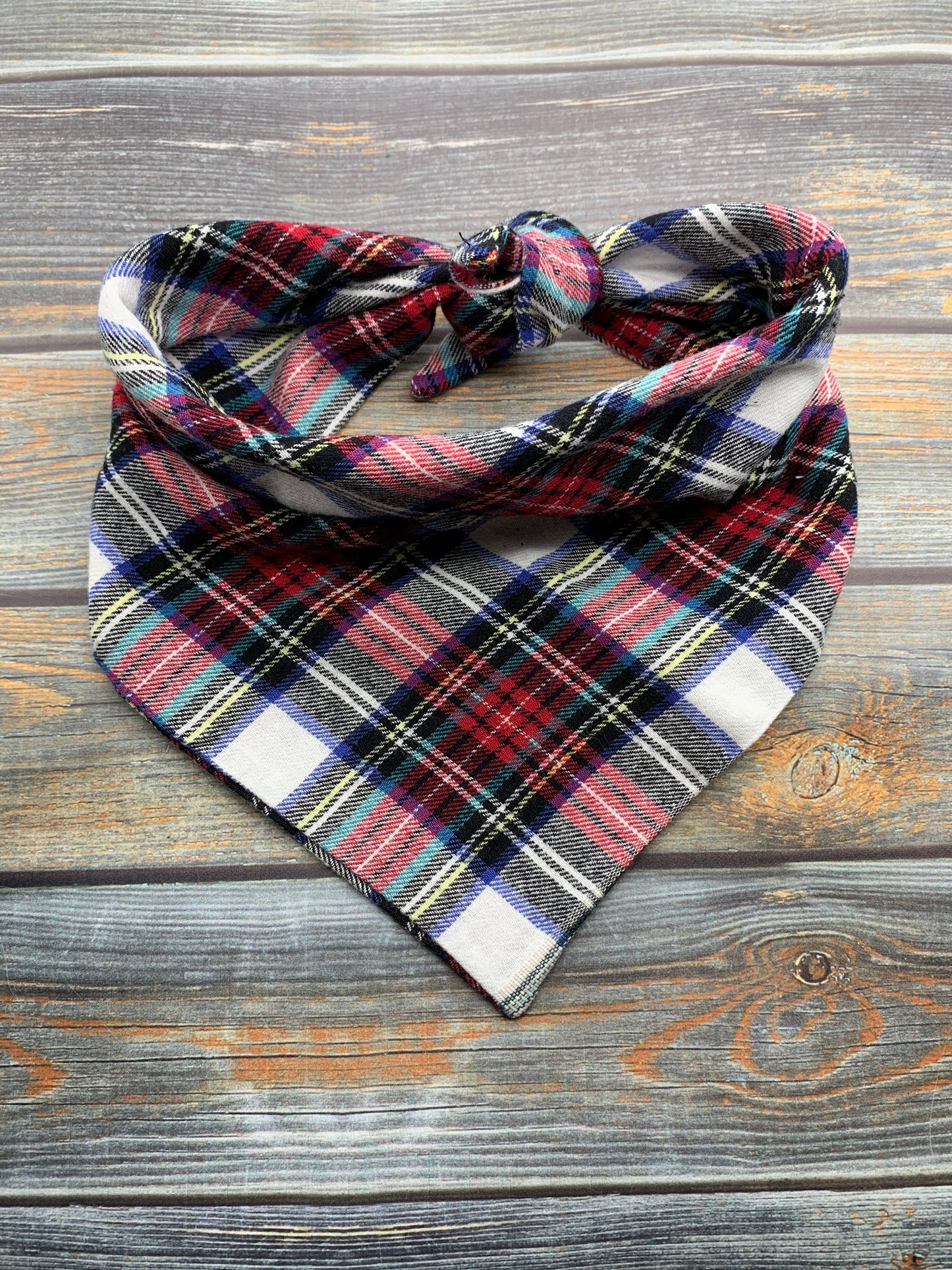 Multicolor Plaid Flannel Dog Bandana