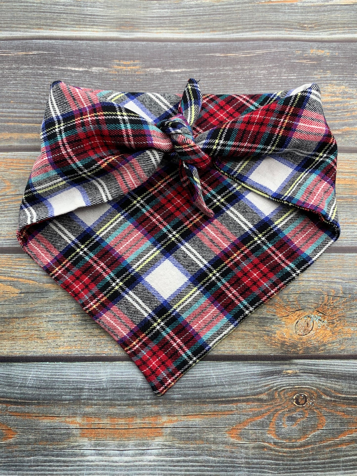 Multicolor Plaid Flannel Dog Bandana