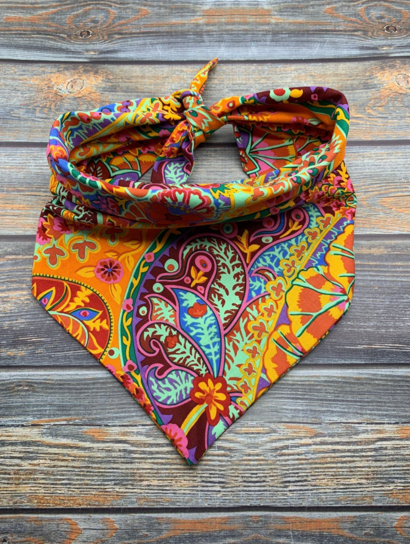 Orange Paisley Dog Bandana