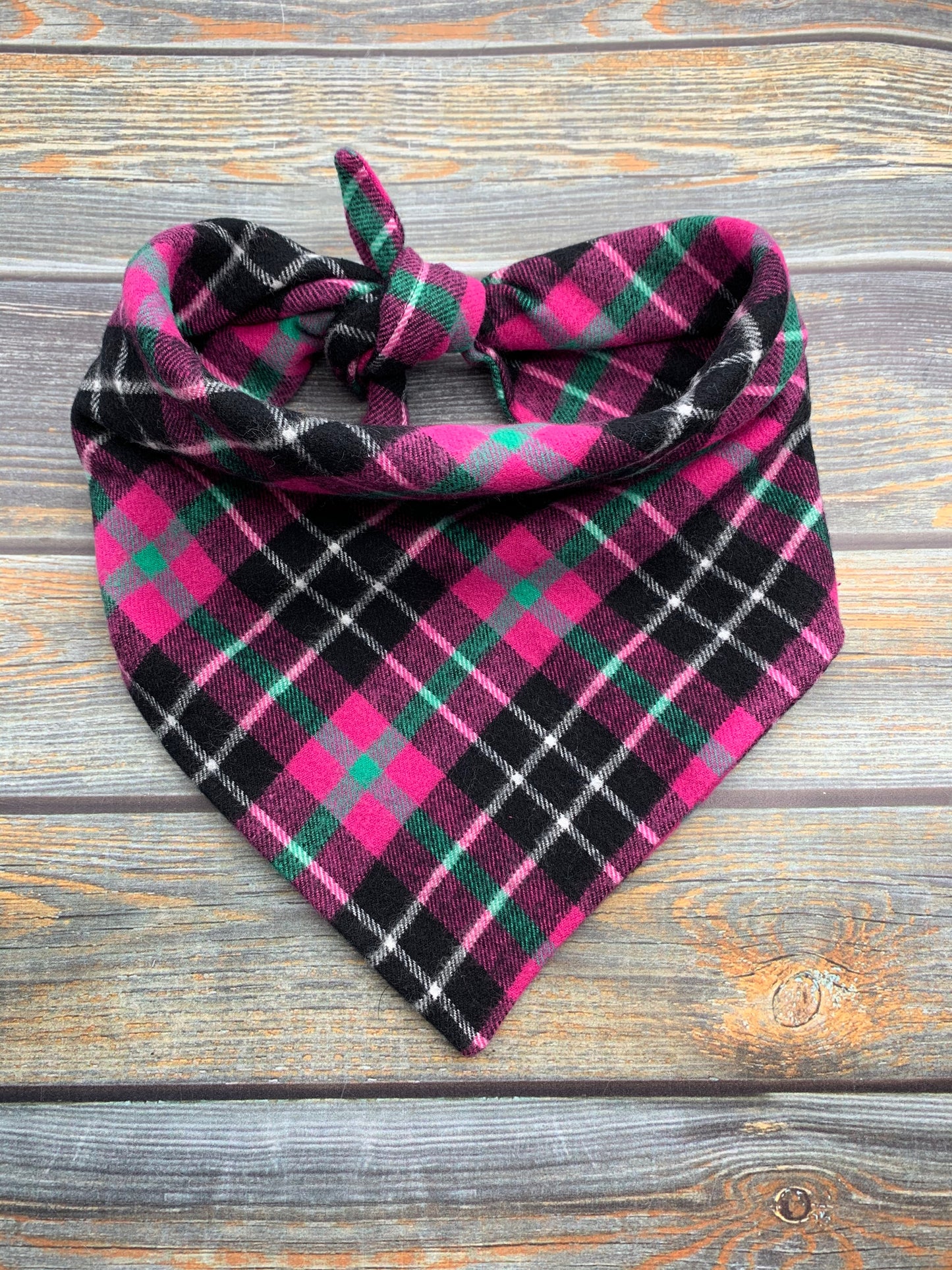 Pink and Green Plaid Flannel Dog Bandana