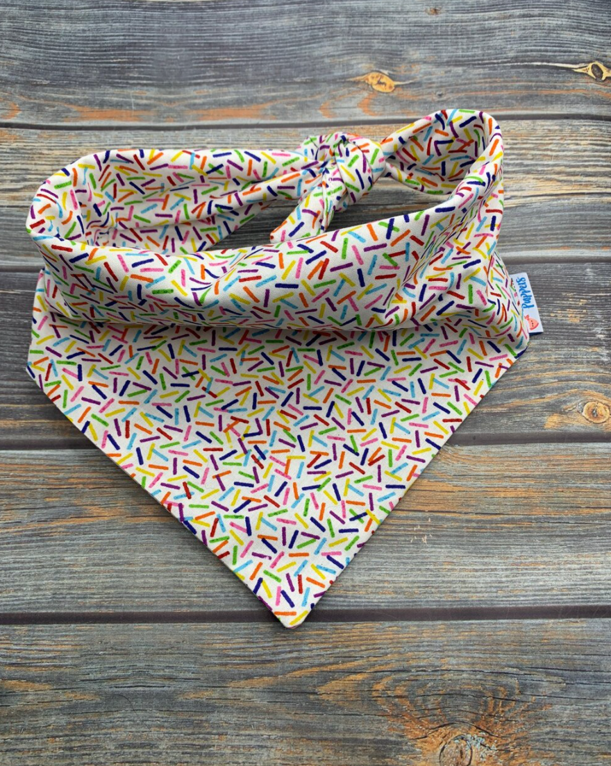 Rainbow Sprinkles (White) Dog Bandana