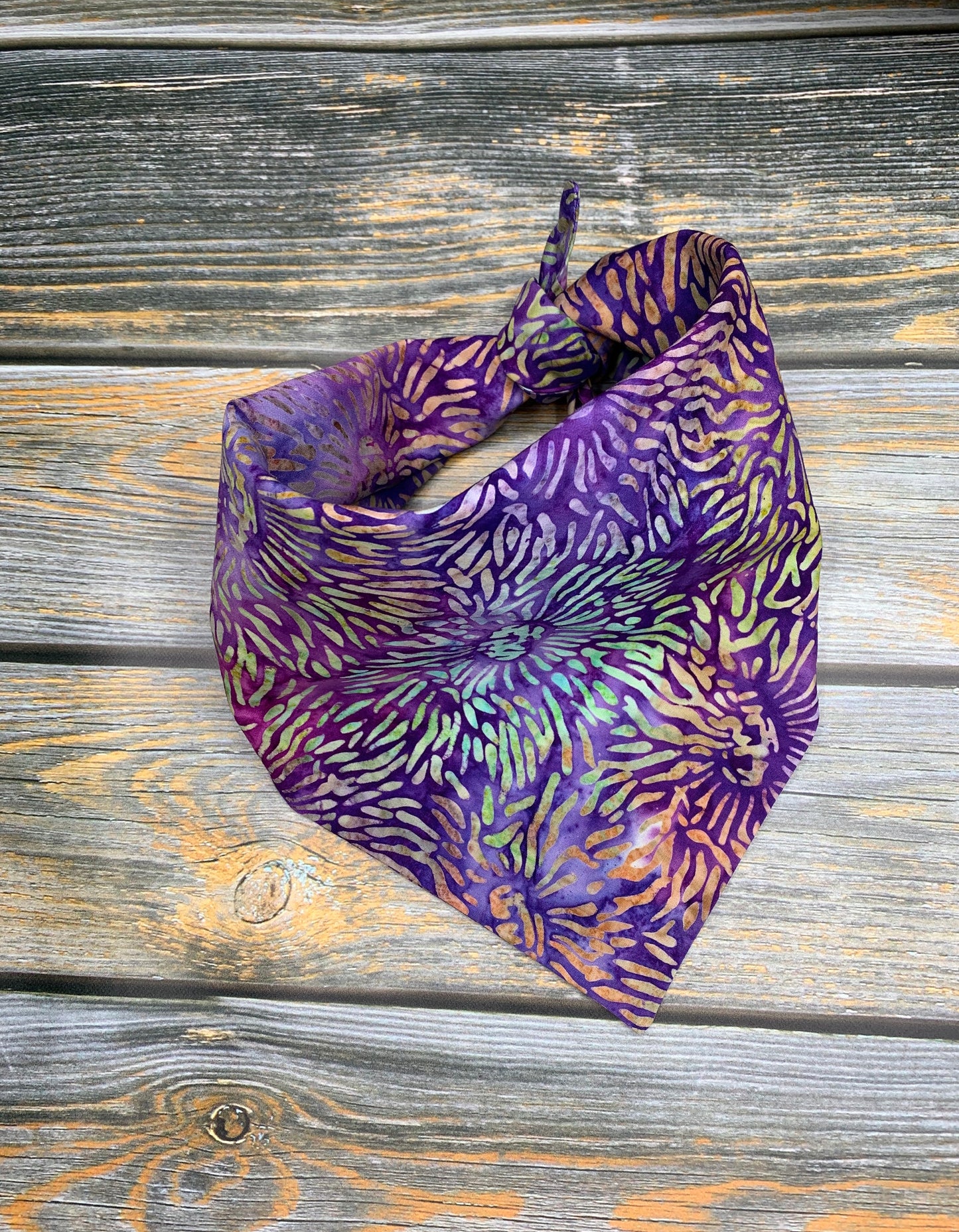 Violet Floral Batik Dog Bandana