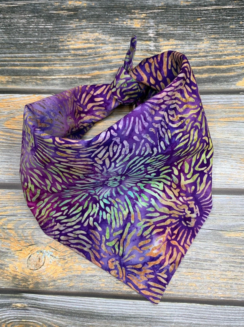 Violet Floral Batik Dog Bandana