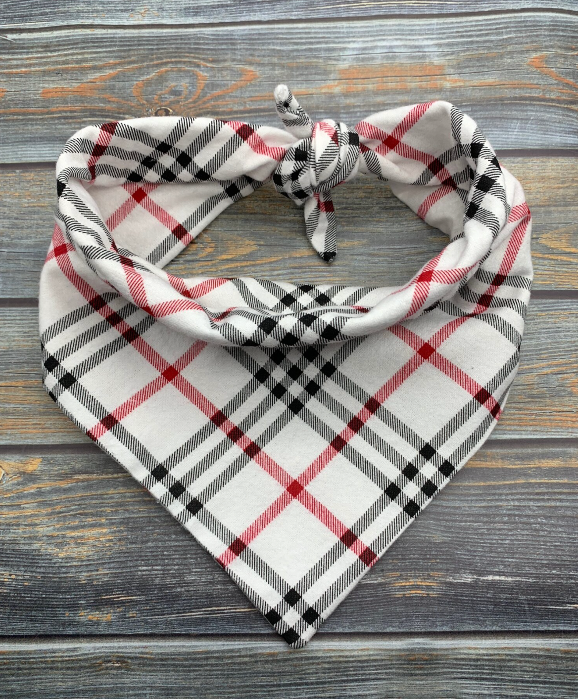 White Plaid Flannel Dog Bandana