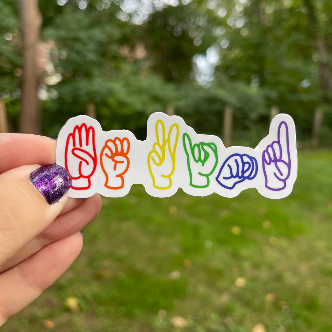 ASL Be Kind Sticker (Rainbow)