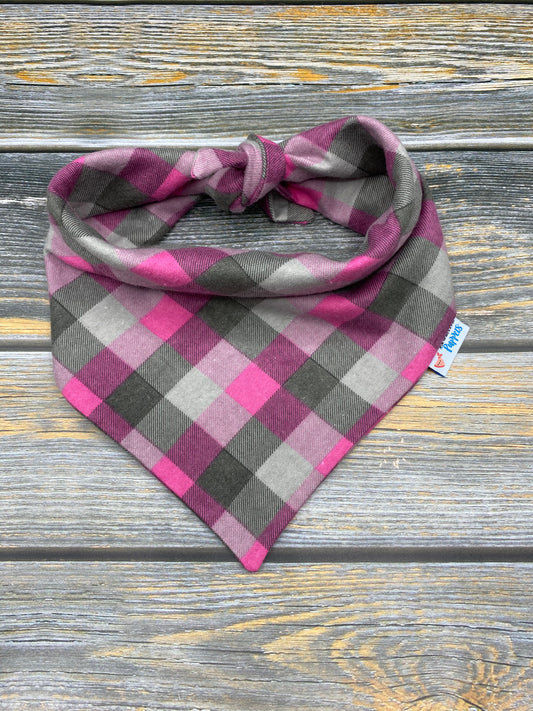 Pink Buffalo Check Flannel Dog Bandana